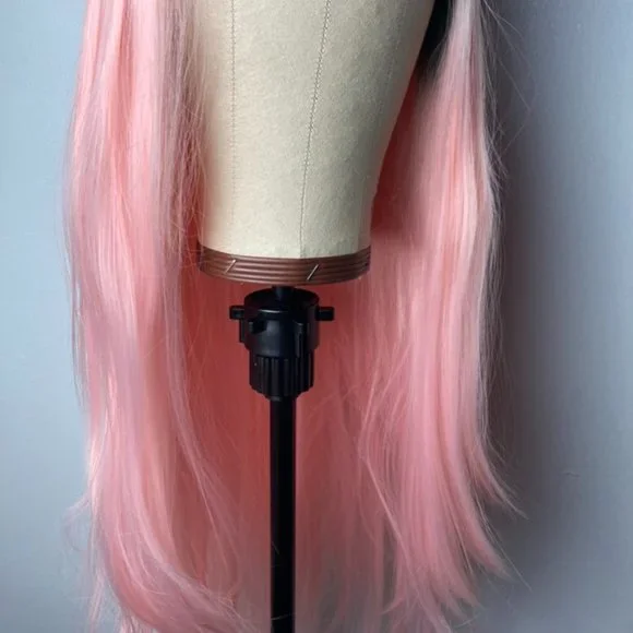 Pink Black Root Lace Wig